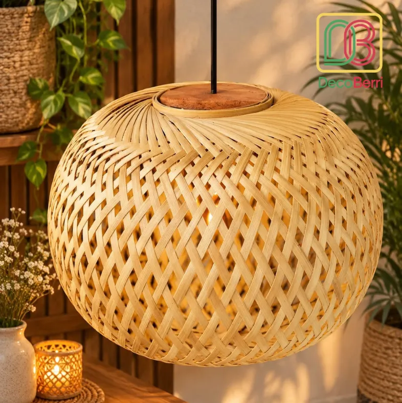 Ellipse Double Layer Ceiling Hanging Bamboo Lamp Shade