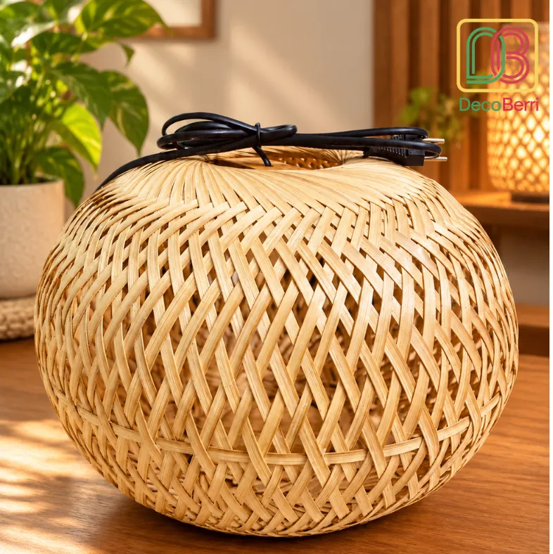 Ellipse Single Layer Ceiling Hanging Bamboo Lamp Shade