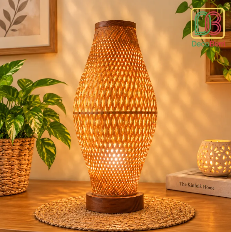 Handmade Kolshi Shape Bamboo Table Lamp with warm lighting for home décor Light 5