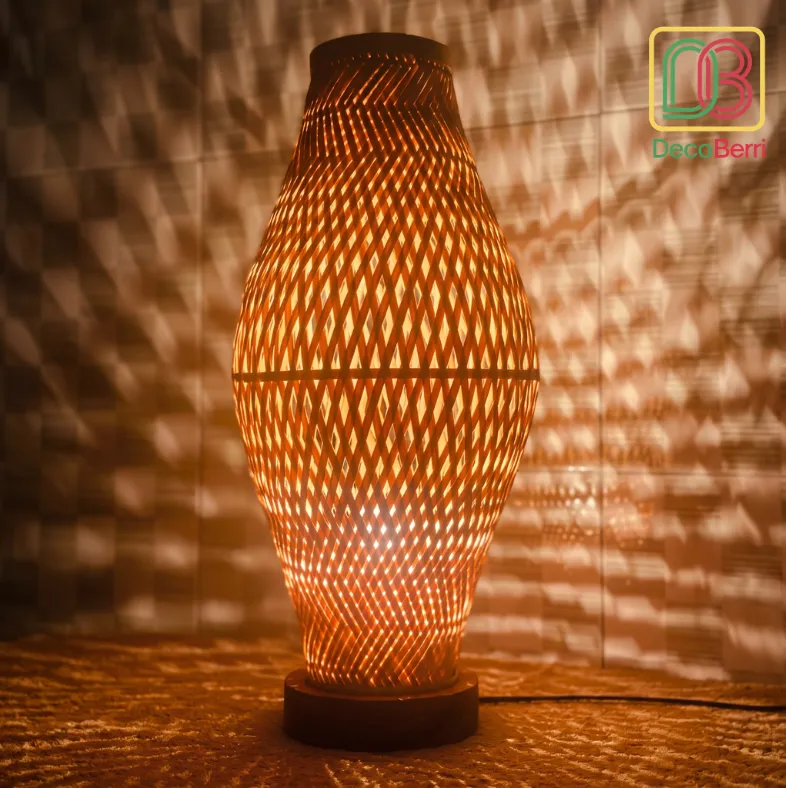 Handmade Kolshi Shape Bamboo Table Lamp with warm lighting for home décor Light 4