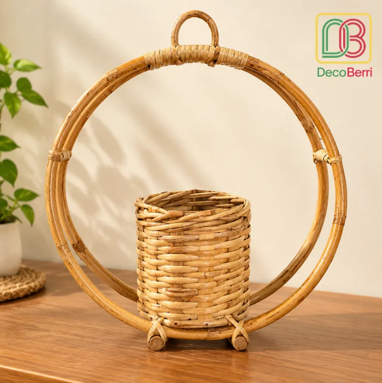 Woven Rattan Ring Planter Display result