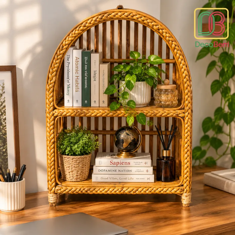 Cozy Rattan Shelf Desk Vignette result